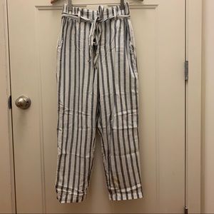 American Eagle high waisted paperbag striped pants
